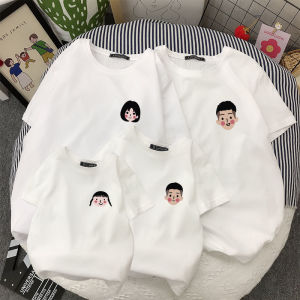 Fashionable Pure Cotton Short Sleeve Family Matching T-Shirts Cartoon Design Summer Outfits for Parents And Children