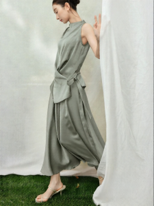 SUSHE | Layered Neck Hanging Top A-Line High Waisted Skirt Summer Womens Outfit