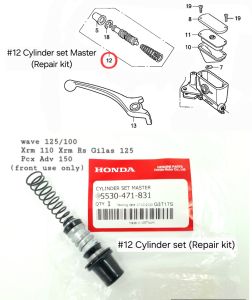 Cylinder Master Set (REPAIR KIT BRAKE MASTER) Honda wave 125/100 Xrm Rs 125 Xrm 110 (Pcx Adv 150 front brake use only)