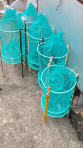 Combo 5 cái lưới lồng TÉP ( 3 Vành nhựa trắng - có cây và dây - 26x51cm )