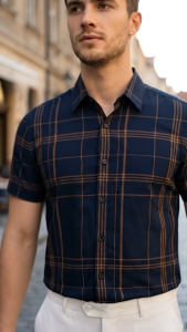 Áo Sơ Mi nam Aristino Kẻ Caro Cam Dáng Ôm Slim Fit Chất Liệu Rayon- MicroFiber ASS620EDP01