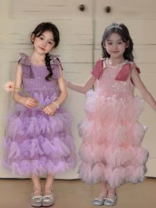 Girls Princess Birthday Dress for All Seasons Pink and Purple Tutu