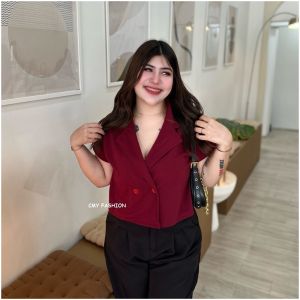 เสื้อคอปก เสื้อเชิ้ตครอป ไซส์ใหญ่ บลเซอร์ ผ้าวูลเวฟ ระบายอากาศ ทรงสวย ใส่ทำงานได้