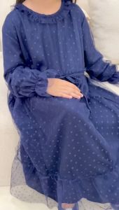 Gamis Anak Tile Quenbee Junior Honeybee Warna Navy Size 2-10Thn