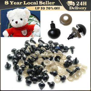 ❤️【Same Day Delivery】【100 Gaskets+100 Eyes】5/7/10mm Black for Doll’s Eyes Safety Screw Eyes for Crafts Durable DIY for Doll Kits for Stuffed Animals Crochet Toy 306A-LZC-Plush-Eyes-Kit