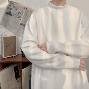 Áo Thun Lót Lông Cừu Dày Dài Tay Cổ Cao Ấm Áp Mùa Đông Cho Nam Áo Thun Cotton Polyester Thường Ngày Thời Trang Mùa Đông