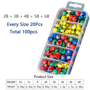 100PCS Quick Opening Fishing Lead Sinker Mix Set G2-6B Round Bite Weights Biting Clip Wrapping Glue Protect Line Sinkers Tackle