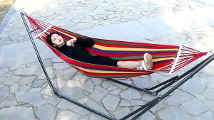 Hewolf 2in1 Hammock Chair with Stand: Heavy Duty Two Person Hammock
