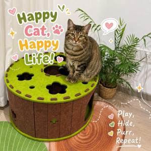 Teekland Felt Cat Tunnel Bed Foldable Cat Cave Hideaway for Indoor Cats Felt Cat House with Peek Holes Scratch Resistant Cat Play Tunnel and Cozy Cat Nest for Kittens and Small Cats