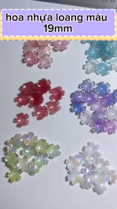 (5 cái)Hoa nhựa loang màu 19mm Nguyên liệu làm trang sức cổ trang Nguyên liệu diy