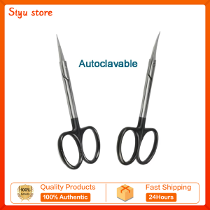 10cm Two Types Stainless Steel Cut Tissue Scissors Curved Straight Surgical Scissors Black Handle Autoclavable
