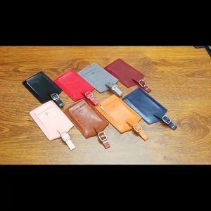 Leather Luggage Hang Tags for Travel Business ID Card Sleeves