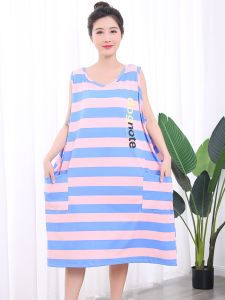 ชุดนอนแขนกุดหลวมๆ ผ้าฝ้ายโมดอล ทรงพอดีตัว สำหรับผู้หญิงไซส์ใหญ่ ใส่สบายในฤดูร้อน ชุดนอนสำหรับผู้หญิงตั้งครรภ์