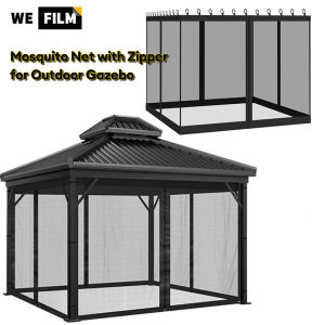 Mosquito Net with Zipper for Outdoor Camping DIY Canopy Screen Wall Outdoor Mosquito Net 4 Panel Sidewall Outdoor Gazebo Canopy Mesh for Outdoor Garden Patio Mosquito Net