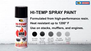 Sơn xịt chịu nhiệt chống cháy Bosny HI-TEMP 1200*F. Đen mờ bạc phun bô ôtô xe máy lốc máy.