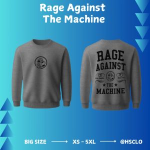 Sweater Warna Abu Misty HSCLO Musik Band Rage Against The Machine Bahan Fleece & Jaket Lengan Panjang Ukuran Jumbo Big Size