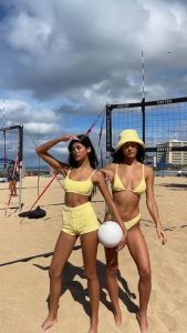 YUKARI SWIM 2 Pieces Bikini Set Push Up Holiday Swimsuit For women Yellow Three -dimensional Flower Printing