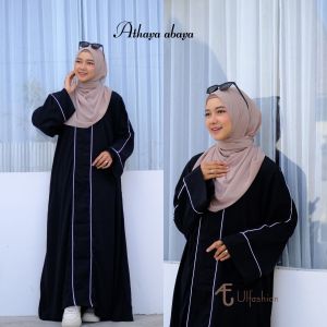 abaya turki terbaru athaya abaya hitam bahan wolpeach luxury by ulfashion