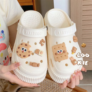 Thin Eva Poop Feeling Raise the Bottom Cute Biscuit Hole Shoes Womens Summer Student Outer Wear Slippers Beach