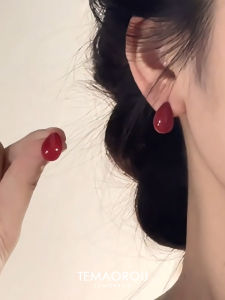 Super White! Vintage Waterdrop Red Earrings Womens New Chinese Style Face Shape Suitable round Square Autumn Winter New Arrival