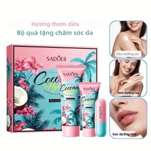 Bộ Quà Tặng Chăm Sóc Da Mùa Đông Sang Trọng Dưỡng Ẩm Dừa - Sữa Dưỡng Thể Kem Dưỡng Tay & Son Dưỡng Môi - Những Sản Phẩm Cần Thiết Cho Làn Da Được Nuôi Dưỡng