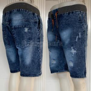 Celana Pendek Pinggang Karet Sobek Pria Dewasa Jins Jean Cowok Cowo Laki Terbaru Warna Snow