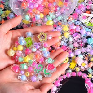 0.5 Lb DIY Kawaii Acrylic Beads SetCute Plastic Charm Beads for Bracelet Phone Keychain Making