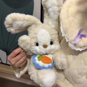 Dog Bunny Bib Toys Cartoon Decor Super Soft Creative Rabbit Doll Animal Comfy Girls Boys Birthday Gift Home Decor