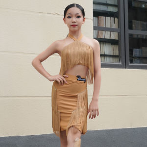 Venny Vinistyle Latin Dance Skirt New Arrival Separates Suit Womens Kids Tassel Practice Girl Slim Looking Online Red Dance Clothes