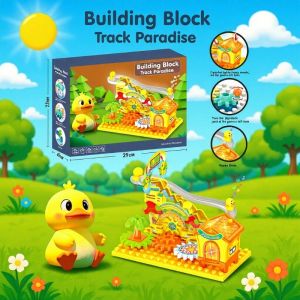 XMT Toys Educational DIY Electric Duck Building Block Track Paradise Toy with Light & Music for Kids