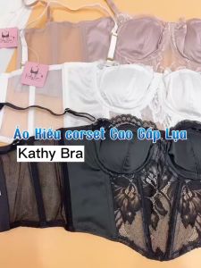 A42 Áo Corset KATHY BRA Chất Lụa Cao Cấp  2 Dây Dáng Croptop Mút Vừa Siêu Sang Chảnh QC