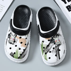 Mens Summer 2022 New Korean Style Anti-Slip Trendy Outdoor Wearable Thick Bottomed Clog Shoes Breathable Slip-On Slippers