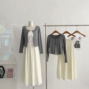 คอยูแขนยาวถักเย็น เสื้อสเวตเตอร์ ผู้หญิง เฉพาะกลุ่ม ดีไซน์ Sense คาร์ดิเกน สบาย ผ้าวิสโคส ผ้าเดินทางสไตล์พอดีปกติ