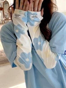 Găng Cánh Tay Chống Nắng UV In Họa Tiết Hoa Màu Gradient Dễ Thương Thời Trang Mùa Hè Cho Nữ