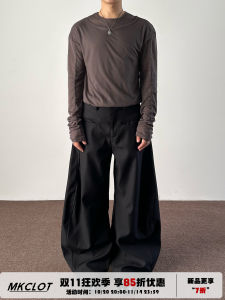 Sunday MKCLOT American High-End Feeling Knife Edge Casual Black Wide Leg Pants Men Women Loose Fit Zipper mid Waist