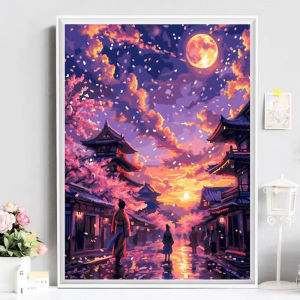 500/1000/1200/2000PCS Jigsaw Puzzle Japanese Cherry Blossom Moon Night Scenery For Adults Great Weekend And Family Fun Gift