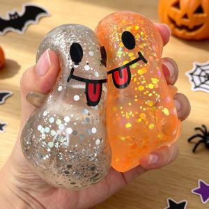 Novel Cute Halloween Glitter Ghost Squishy Slow-Rebound Stress-Relief Prank Toy