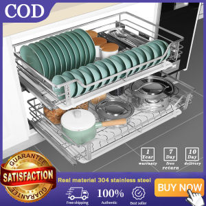 Kitchen Pull-out Cupboard 2PCS Kitchen Storage Rack 304 Stainless Steel Dish Rack