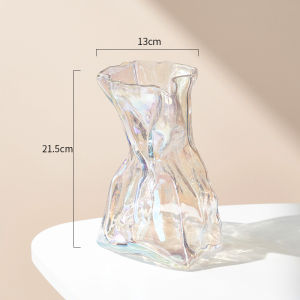 Modern Minimalist Paper Folding Glass Flower Vase Artwork Fresh Flower Arrangement Decorative Piece for Living Room And Bedroom