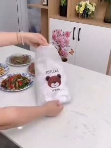 Túi 100 chiếc Màng bọc thực phẩm nilon co giãn có dây chun  Màng bọc túi Gấu chống bụi vi khuẩn