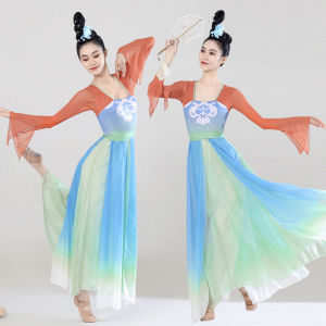 Classical Dance Performance Costume Elegant Draping Han Tang Dance Practice Skirt Spring Hymn Shengui Ethnic Dancewear