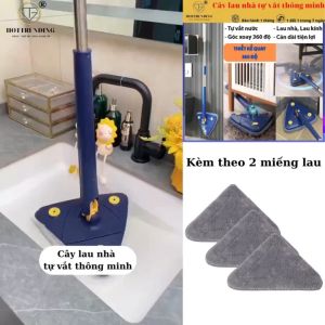 Chổi lau đa năng hình tam giác mẫu mới có thể xoay 180 độ 360 độ tự vắt kèm 2 miếng lau hàng loại 1 Trùm Sỉ Gia Thành