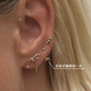 Hoa Tai Thắt Nút Bướm Thanh Lịch Dành Cho Nữ Thiết Kế Nhiều Lỗ Tai Ngọt Ngào Trang Sức Tai Bằng Bạc Nguyên Chất Kiểu Mới Trang Sức Tai Thanh Lịch