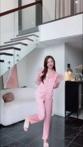 Quần áo nữ (Bunnysky) Đồ bộ mặc nhà pizama tay lỡ nữ bộ thiết kế lụa cao cấp siêu sang