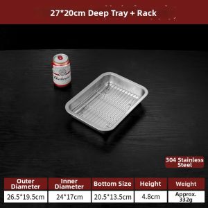 Heavy-duty 304 Stainless Steel Baking Tray Oil Drainage