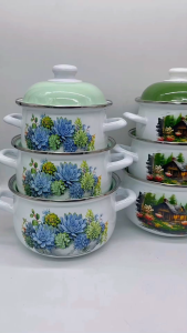 Minotex 3pcs Enamel Cookware Set 16/18/20cm – Decorative Periuk Enamel Durable & Easy Use