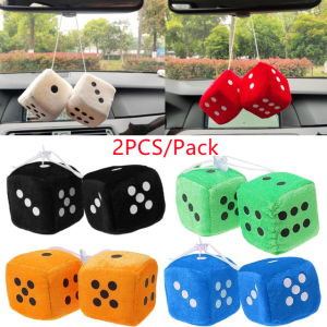 6X6cm Cube Dice For Toy Party Games Dashboard Dadu For Lori Fluffy Dice Plush Toys Rear View Mirrorr Hanger Decoration Car Accessory Dadu