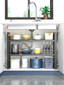 Rack Expandable Stainless Steel Kitchen Rack Under Sink Organizer Kitchen Storage Shelf Racks