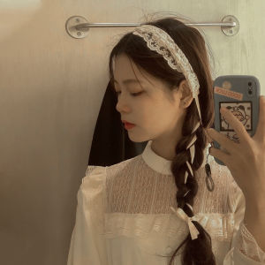 French Style Lace Hair Band Female Summer Gentle Headscarf Tie Summer Thin Headband Fairy Braided Hair Ribbon Hairware