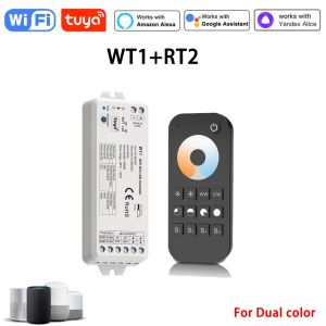 Tuya WIFI CCT LED Strip Dimmer Switch 12V Wireless 2.4G RF WW CW Controller Work with Smart Life Google Assistant 2 Channel WT1